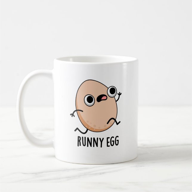Runny Egg Funny Running Egg Pun Kaffemugg (Vänster)