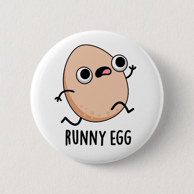 Runny Egg Funny Running Egg Pun Knapp (Framsida)