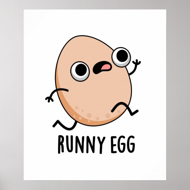 Runny Egg Funny Running Egg Pun Poster (Framsidan)