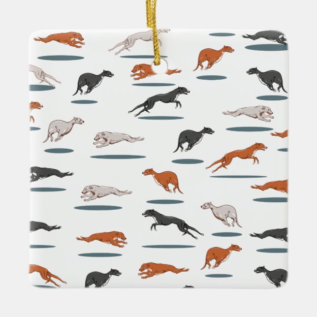 RUNNY GRÅTT HOUND 12000 TRANS JULGRANSPRYDNAD KERAMIK (Framsida)