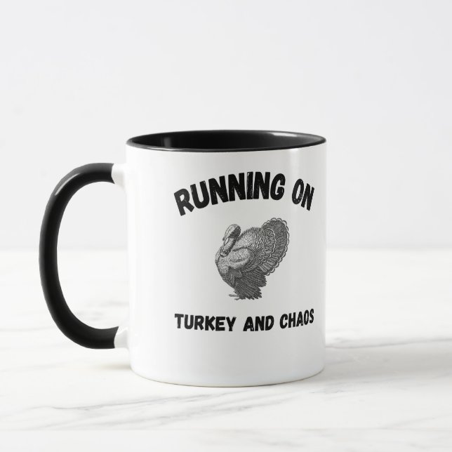 Runny on Turkey and Chaos Funny Thanksgiving mug Mugg (Vänster)