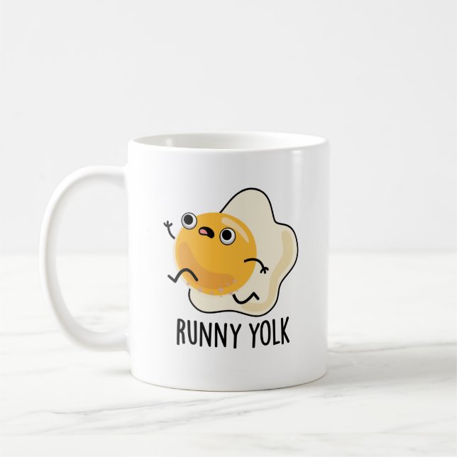 Runny Yolk Funny Food Egg Pun Kaffemugg (Vänster)