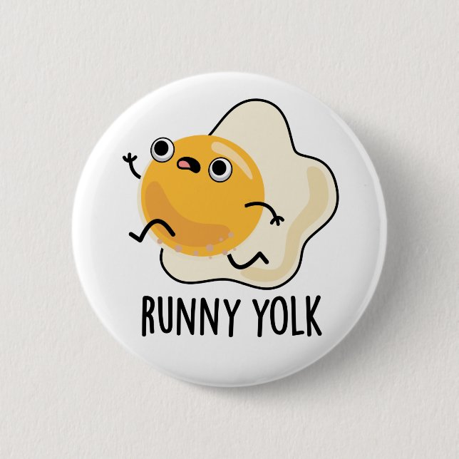 Runny Yolk Funny Food Egg Pun Knapp (Framsida)