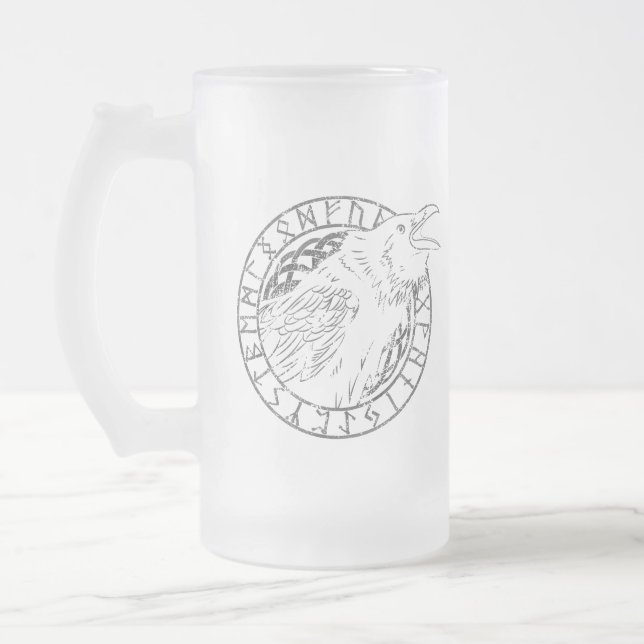 Runor för Odin runic korpsvarta kråkaViking Frostat Ölglas (Vänster)