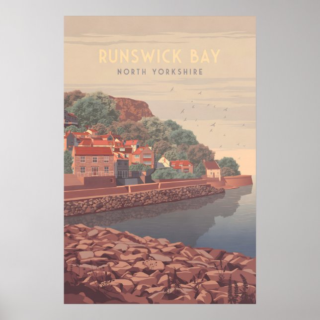 Runswick Bay Yorkshire Kust Resa Affisch (Framsidan)