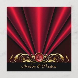 Runt 20:s Red Art Deco Inbjudningskort för möhippa