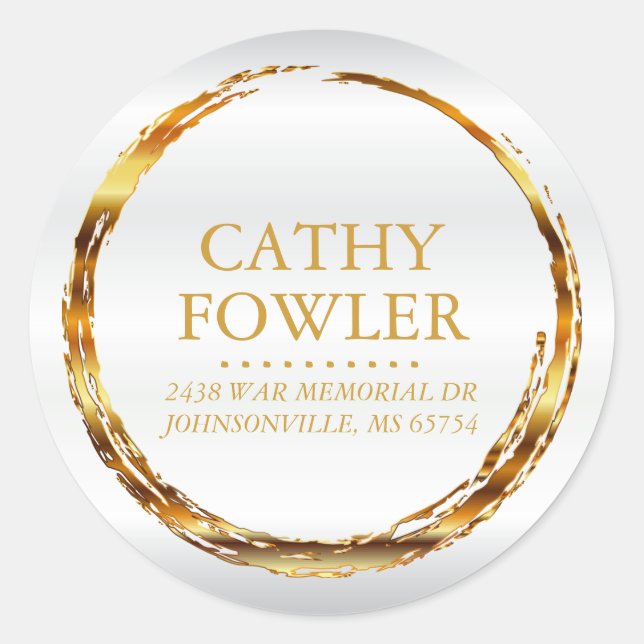 Runt Adress Grungy Guld och vita etiketter (Framsida)