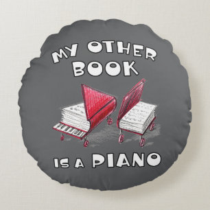 Runt asfalt Grått Mitt andra Bok är ett piano Rund Kudde