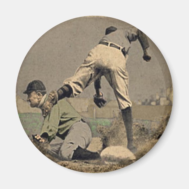 Runt baseball Fridge Magnet i Coola Retro Stil (Framsidan)