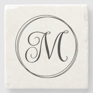 Runt Curligt Skript Monogram Stenunderlägg