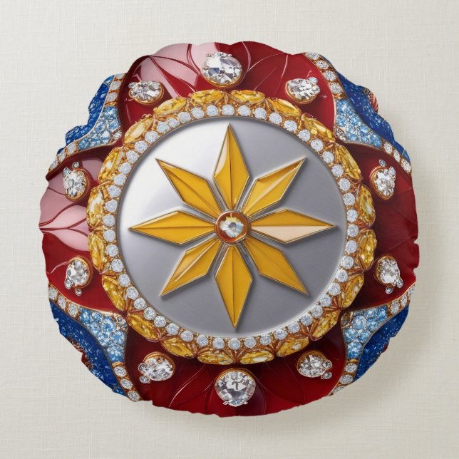 Runt Dekorativ kudde med colombianska Färg (Framsidan)