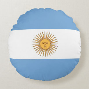 Runt Dekorativ kudde med flagga Argentina