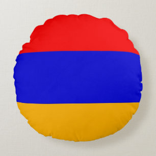 Runt Dekorativ kudde med flagga Armenien