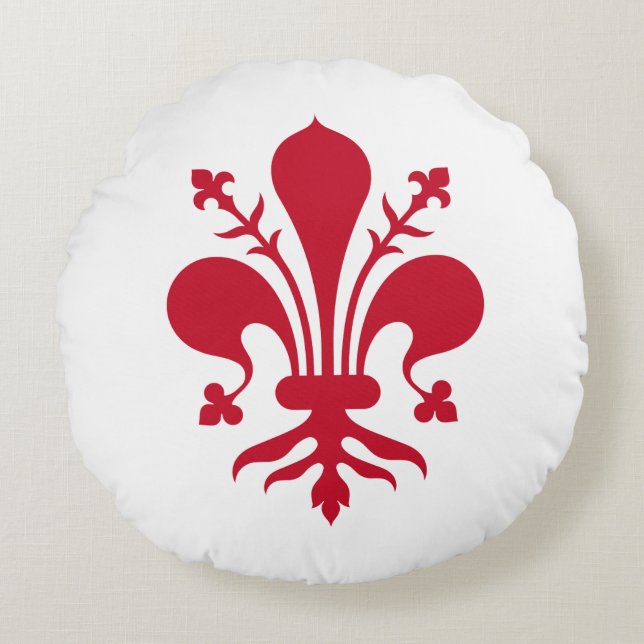 Runt Dekorativ kudde med flagga av Florens, Italie (Framsidan)