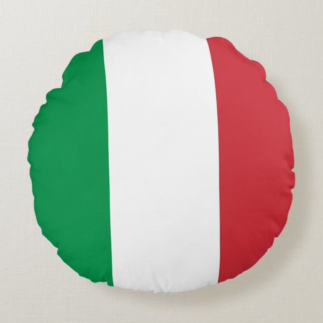 Runt Dekorativ kudde med flagga av Italien (Framsidan)