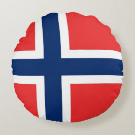 Runt Dekorativ kudde med flagga av Norge