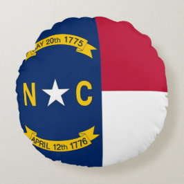 Runt Dekorativ kudde med flagga av North Carolina