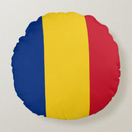 Runt Dekorativ kudde med flagga av Rumänien