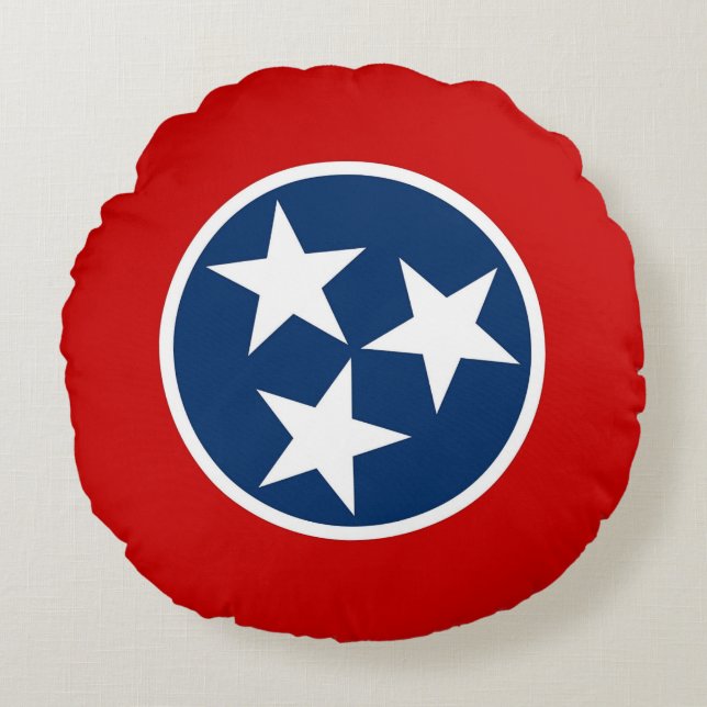Runt Dekorativ kudde med flagga av Tennessee (Framsidan)