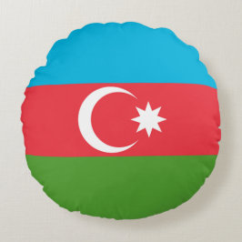 Runt Dekorativ kudde med flagga Azerbajdzjan