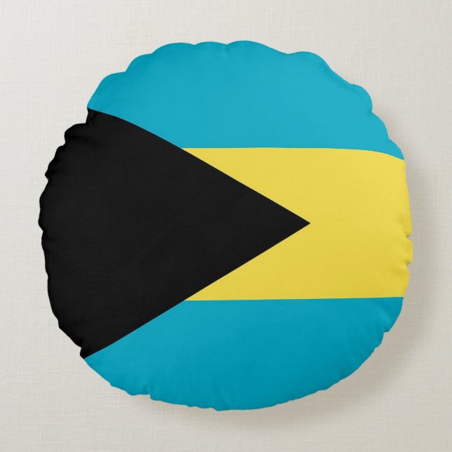 Runt Dekorativ kudde med flagga Bahamas (Framsidan)