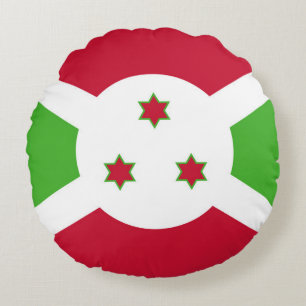 Runt Dekorativ kudde med flagga Burundi