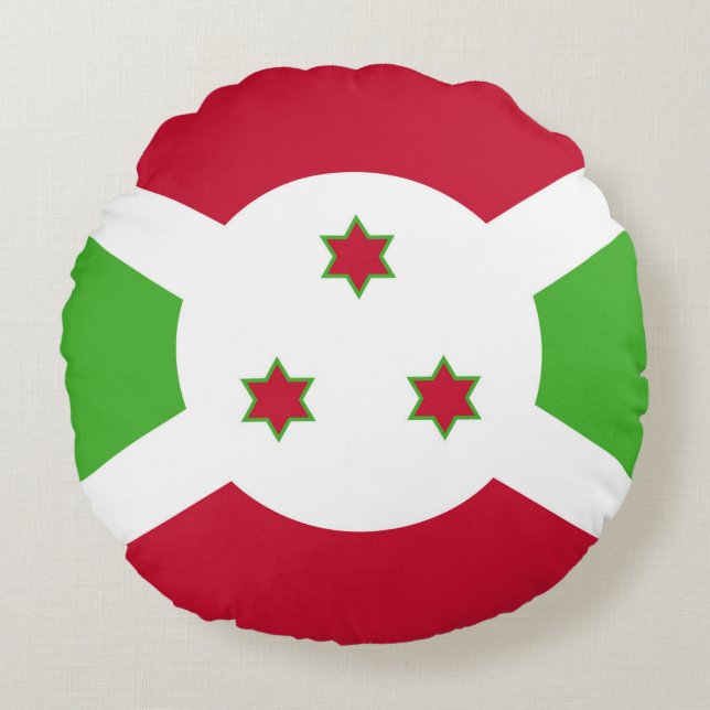 Runt Dekorativ kudde med flagga Burundi (Framsidan)
