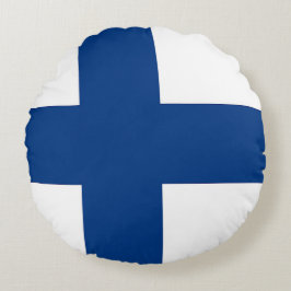 Runt Dekorativ kudde med flagga Finland