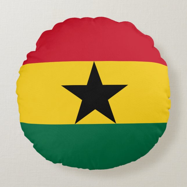 Runt Dekorativ kudde med flagga Ghana (Framsidan)