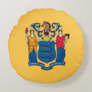 Runt Dekorativ kudde med flagga i New jersey, USA