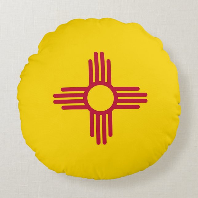 Runt Dekorativ kudde med flagga i New mexico, USA (Framsidan)