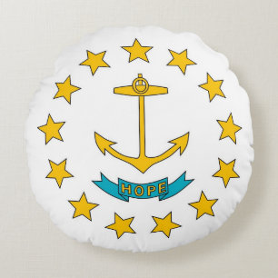 Runt Dekorativ kudde med flagga i Rhode island
