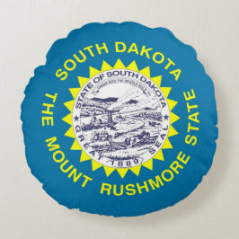 Runt Dekorativ kudde med flagga i South Dakota