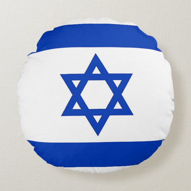 Runt Dekorativ kudde med flagga Israel (Framsidan)