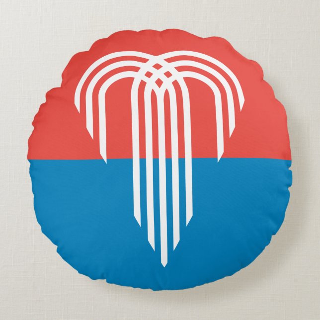 Runt Dekorativ kudde med flagga Kansas City (Framsidan)