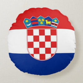 Runt Dekorativ kudde med flagga Kroatien