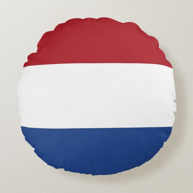 Runt Dekorativ kudde med flagga Nederländerna (Framsidan)