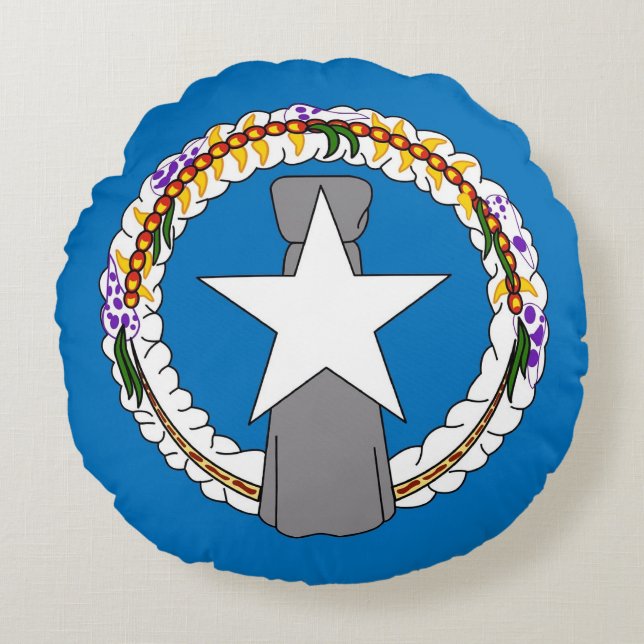 Runt Dekorativ kudde med flagga Nordmariana (Framsidan)