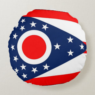 Runt Dekorativ kudde med flagga Ohio