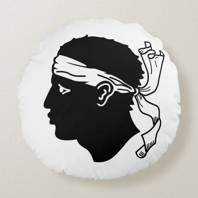 Runt Dekorativ kudde med flagga på Korsika (Framsidan)