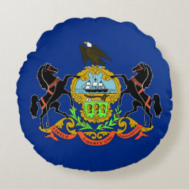 Runt Dekorativ kudde med flagga Pennsylvania