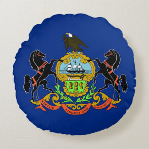 Runt Dekorativ kudde med flagga Pennsylvania