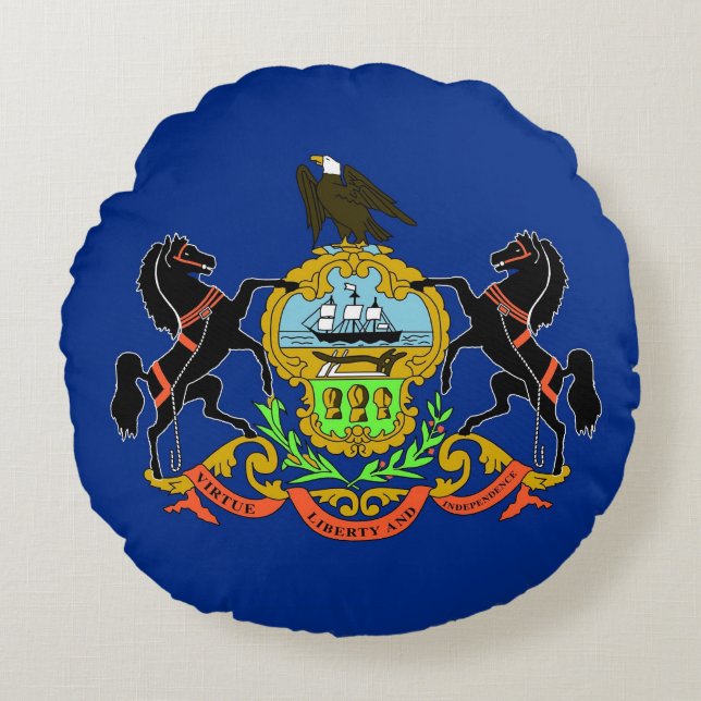Runt Dekorativ kudde med flagga Pennsylvania (Framsidan)
