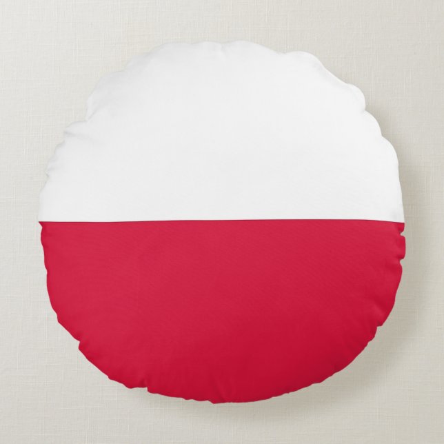 Runt Dekorativ kudde med flagga Polen (Framsidan)