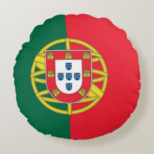 Runt Dekorativ kudde med flagga Portugal