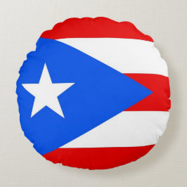 Runt Dekorativ kudde med flagga Puerto Rico