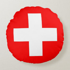 Runt Dekorativ kudde med flagga Schweiz