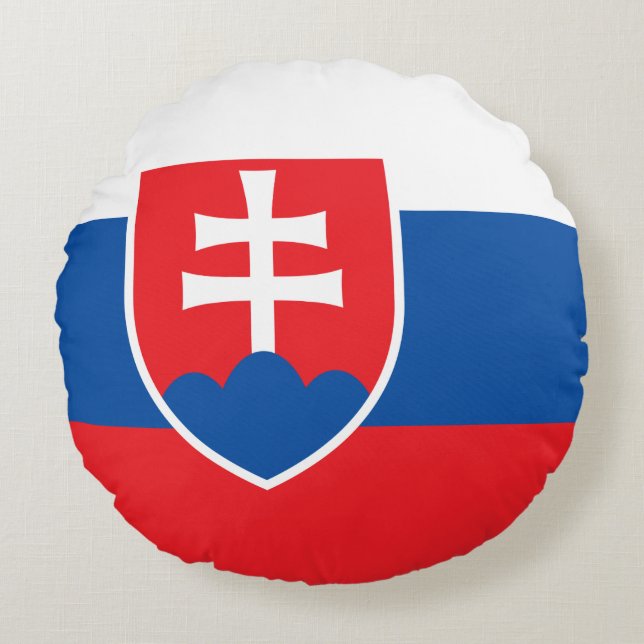 Runt Dekorativ kudde med flagga Slovakien (Framsidan)