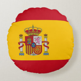 Runt Dekorativ kudde med flagga Spanien