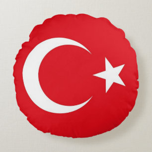 Runt Dekorativ kudde med flagga Turkiet